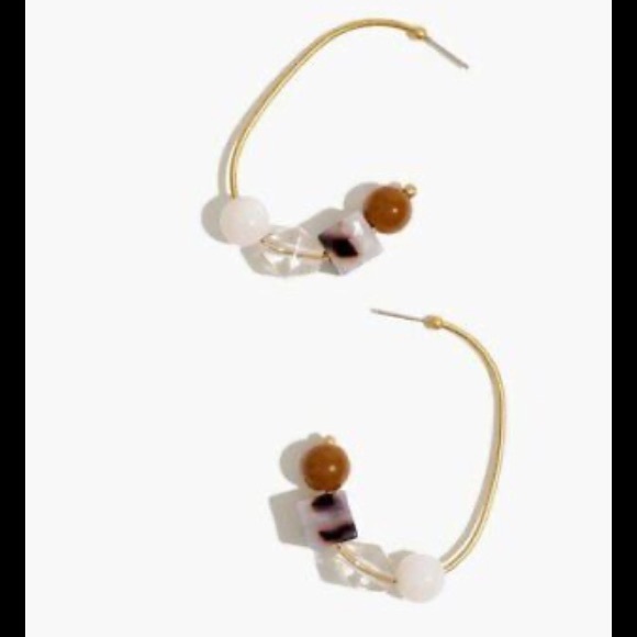 Madewell Gold Plated Gepmetric Stack Hoop Earrings NWT - Picture 2 of 5